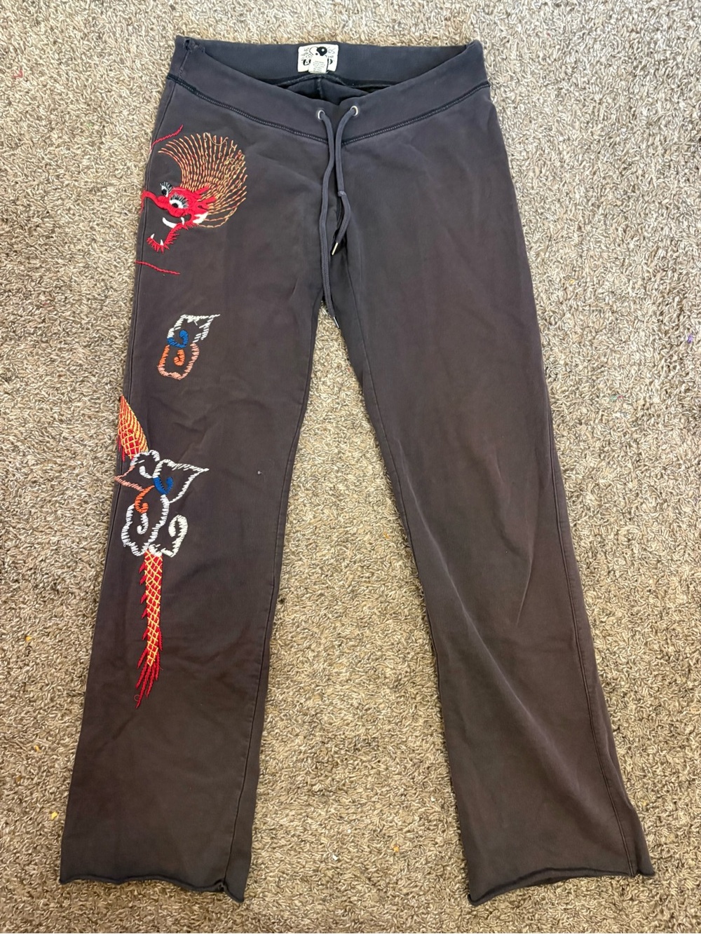 Vintage Y2K Lucky Brand Sweatpants 100% Cotton Size XS Rare Asian Boho Art
